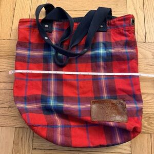 Abercrombie & Fitch Red and Blue Reversible Plaid Bag